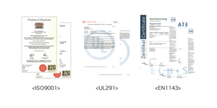 ISO、UL、CEN規格に則った国際品質管理体制